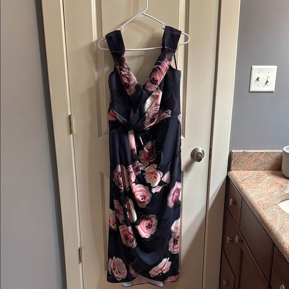 Floral Dress - Navy and Pink
